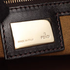 Fendi Shoulder Bag Zucca Brown Black Canvas Leather — view 4