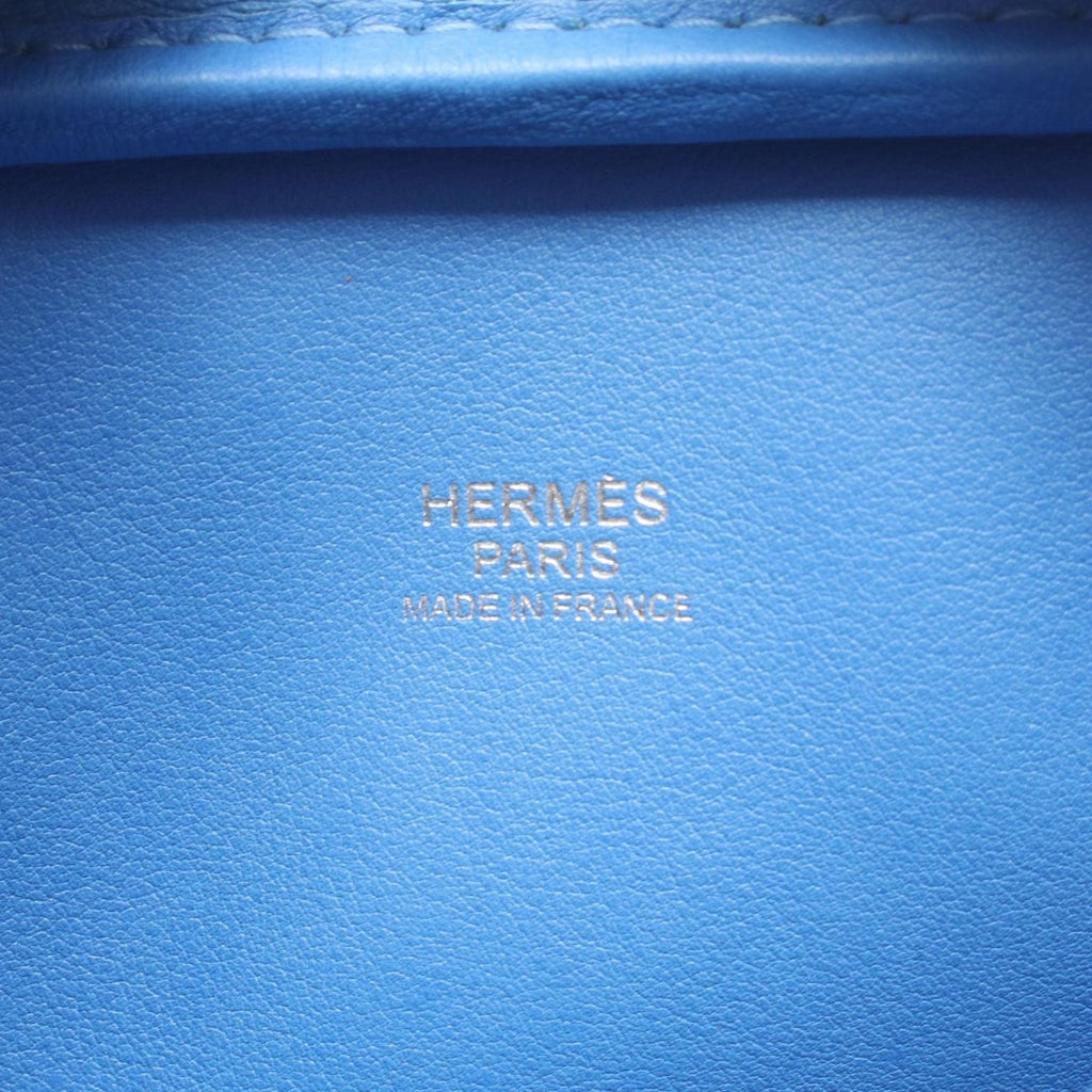 Hermes Mini Plume 20 Blue Paradise Leather Handbag — view 4