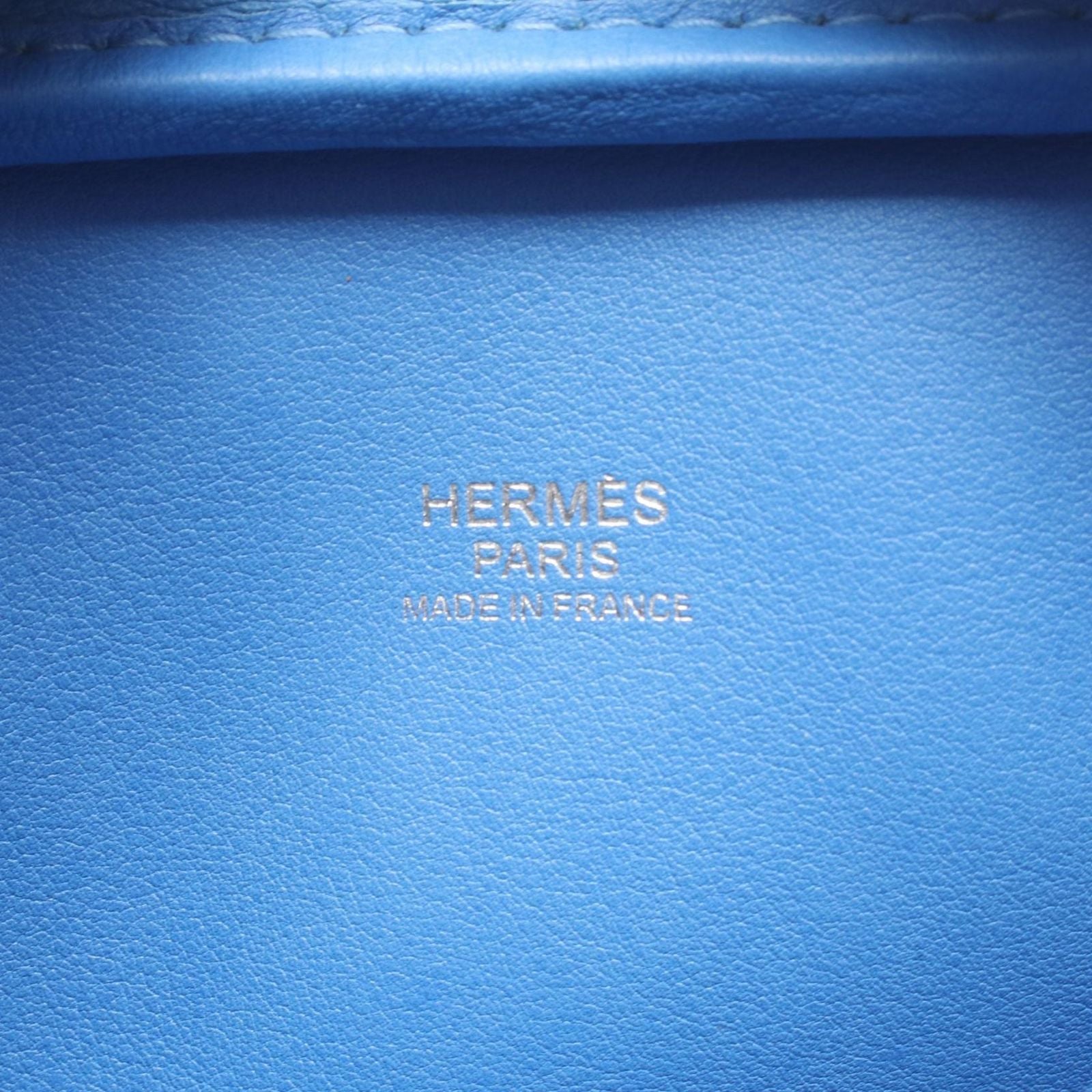 Hermes Mini Plume 20 Blue Paradise Leather Handbag — view 4