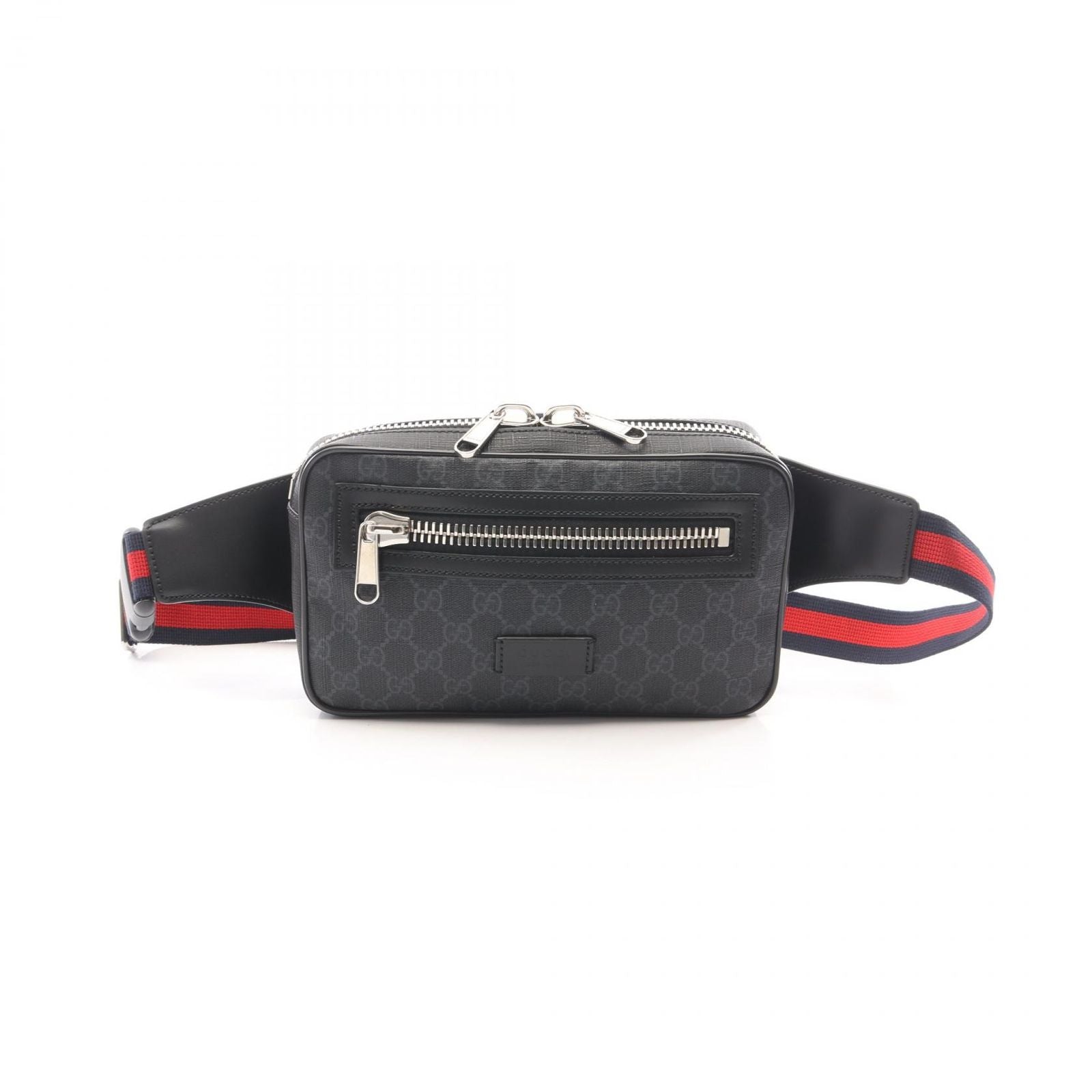 Gucci Waist Bag Soft GG Supreme Sherry Line Black Gray Navy Canvas Leather