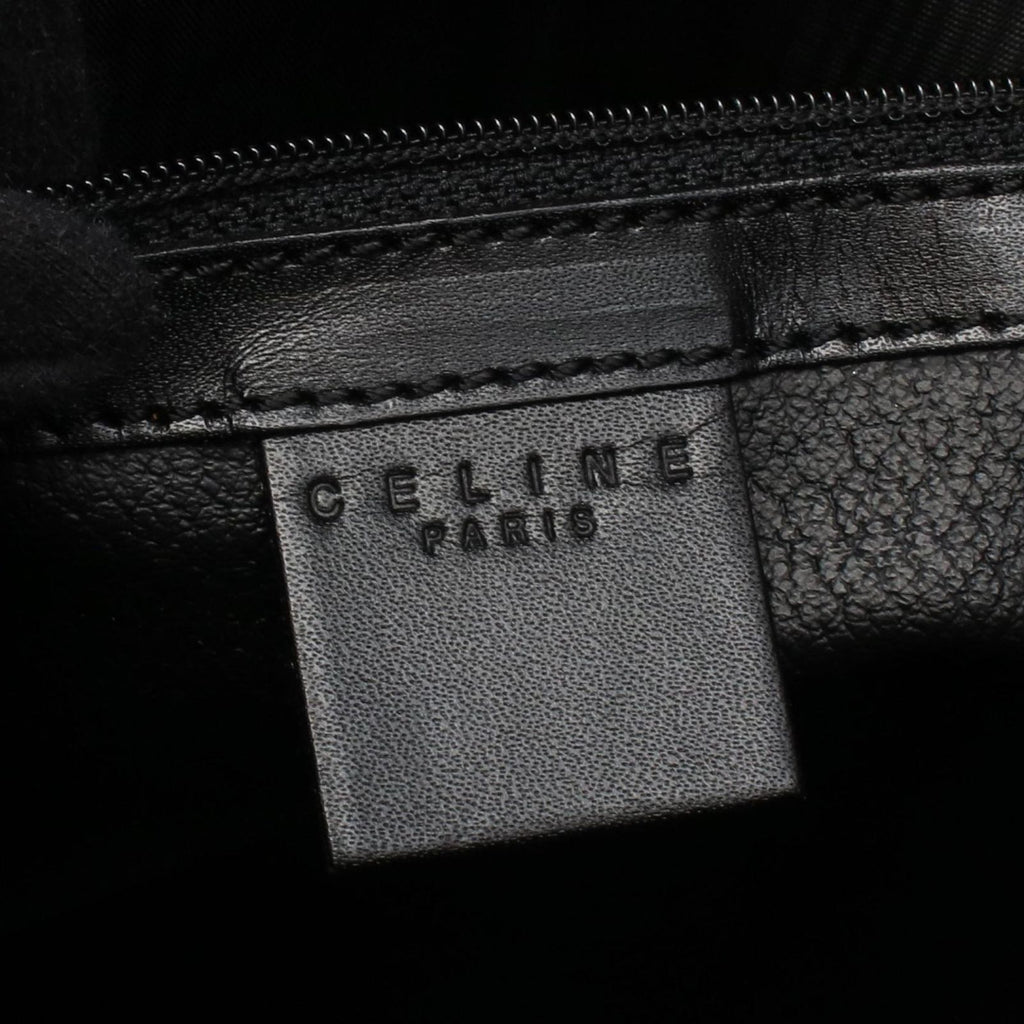 Celine Shoulder Bag Macadam Black Brown Canvas Leather — view 4