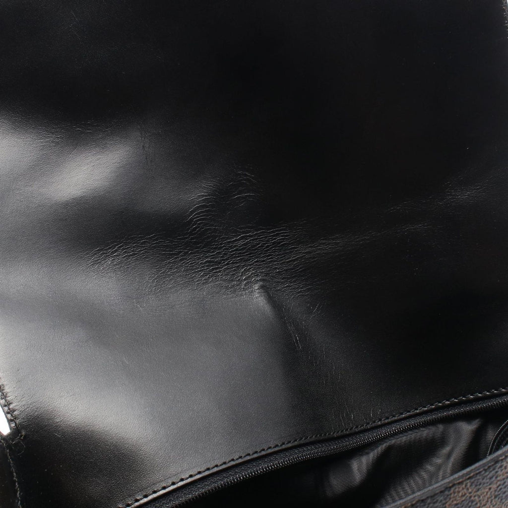 Celine Shoulder Bag Macadam Black Brown Canvas Leather — view 6