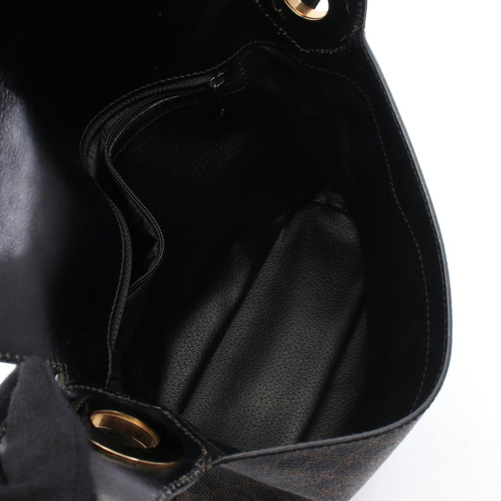 Celine Shoulder Bag Macadam Black Brown Canvas Leather — view 3