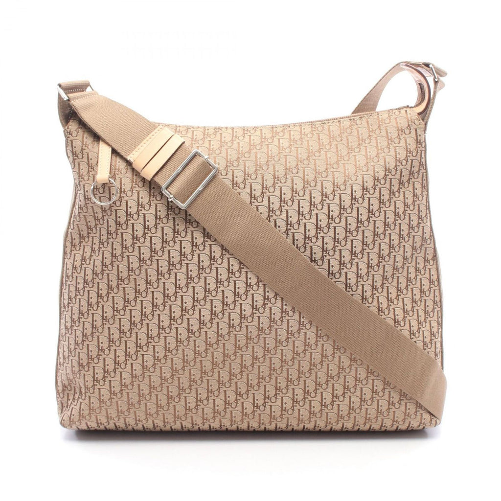 Dior Shoulder Bag Trotter Beige Brown Canvas Leather