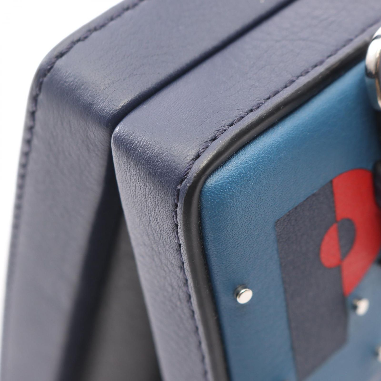 Loewe Handbag Postal Small le City Paris 2-Way 309 31 85 Navy Red Multi Leather — view 5