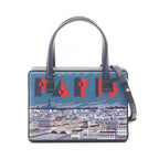 Loewe Handbag Postal Small le City Paris 2-Way 309 31 85 Navy Red Multi Leather
