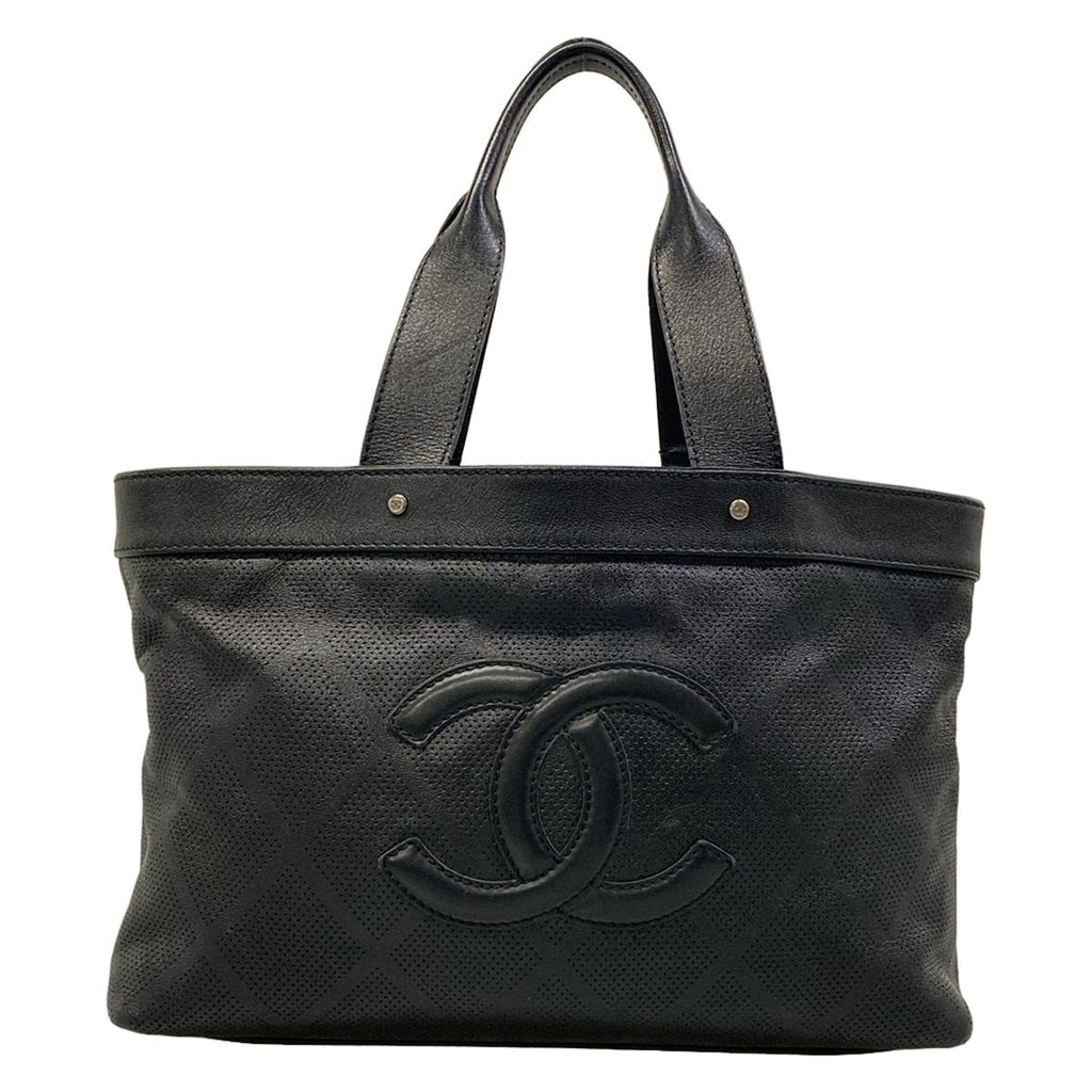 Chanel Tote Bag Black Perforated Leather