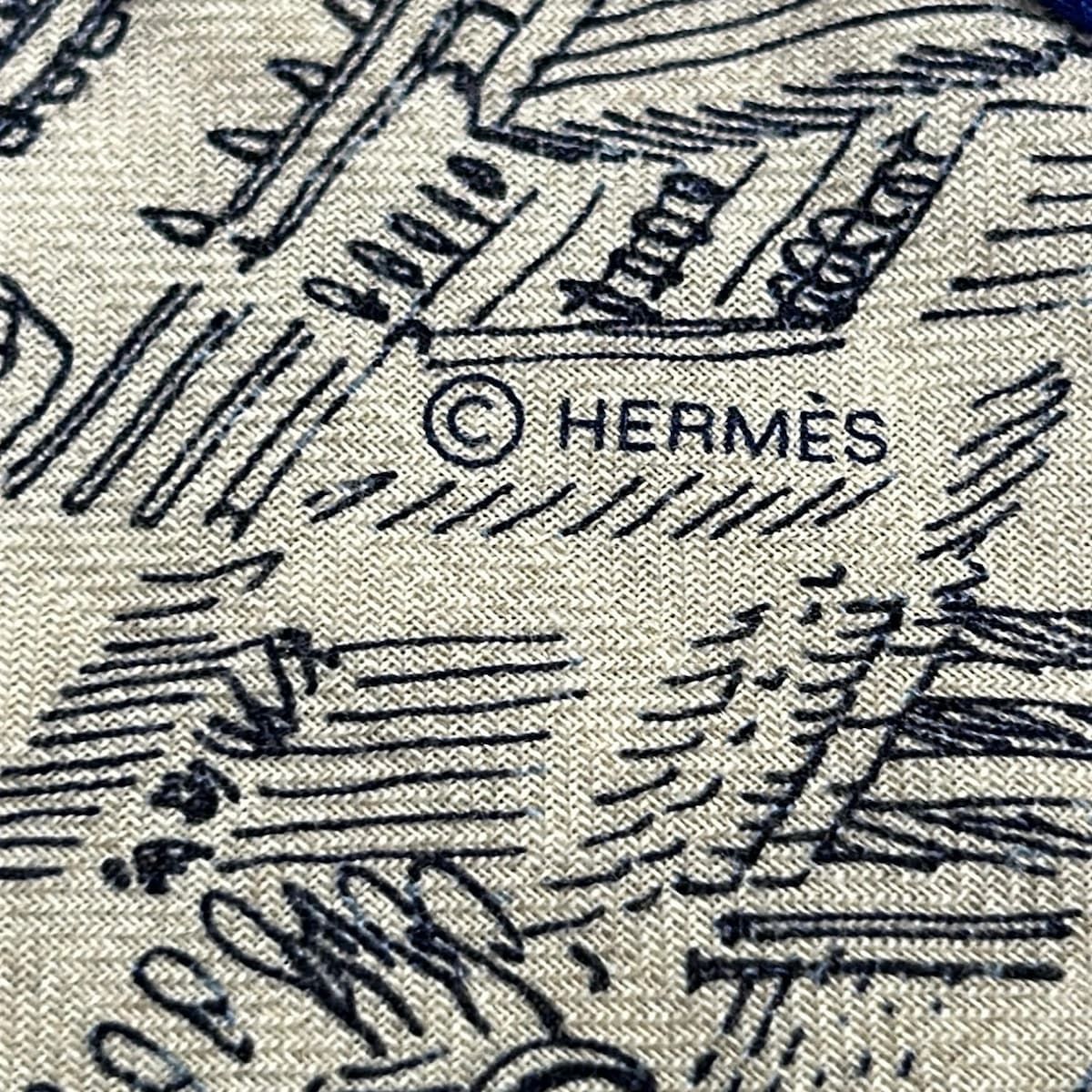 Hermes Shawl Carre Geant 140 Natural Blue Royal Petrol Cashmere Silk Scarf — view 2