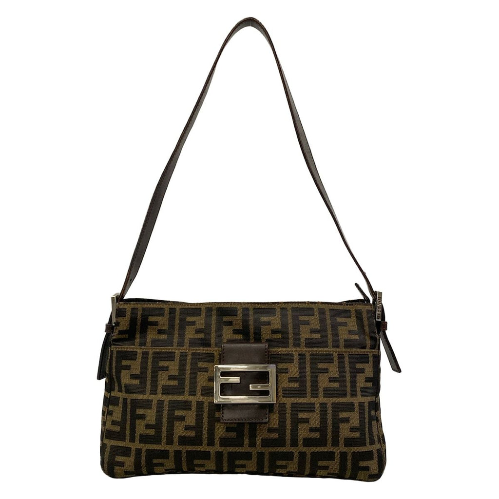 Fendi Shoulder Bag Zucchini Dark Brown Leather