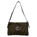 Fendi Shoulder Bag Zucchini Dark Brown Leather