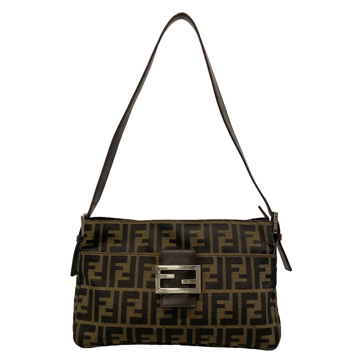 Fendi Shoulder Bag Zucchini Dark Brown Leather