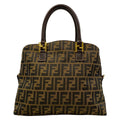 Fendi Handbag Zucchini Beige Dark Brown Gold Leather