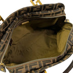 Fendi Handbag Zucchini Beige Dark Brown Gold Leather — view 7