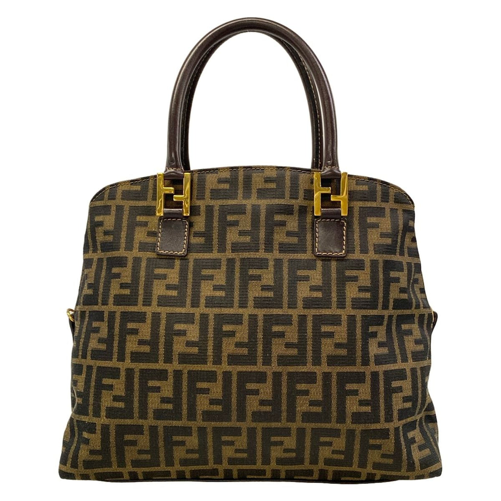 Fendi Handbag Zucchini Beige Dark Brown Gold Leather — view 3