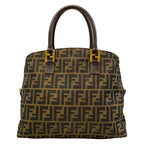 Fendi Handbag Zucchini Beige Dark Brown Gold Leather — view 3