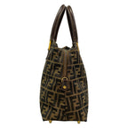 Fendi Handbag Zucchini Beige Dark Brown Gold Leather — view 2