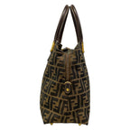 Fendi Handbag Zucchini Beige Dark Brown Gold Leather — view 4