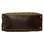 Fendi Handbag Zucchini Beige Dark Brown Gold Leather — view 5