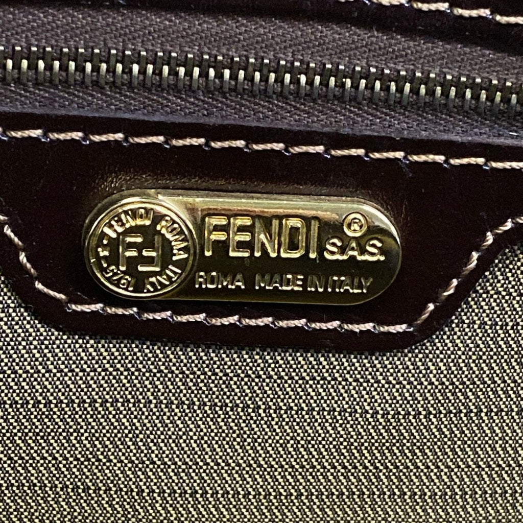 Fendi Handbag Zucchini Beige Dark Brown Gold Leather — view 8