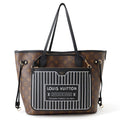 Louis Vuitton Tote Bag Monogram Gray Leather Neverfull Inside Out MM Reversible
