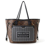 Louis Vuitton Tote Bag Monogram Gray Leather Neverfull Inside Out MM Reversible