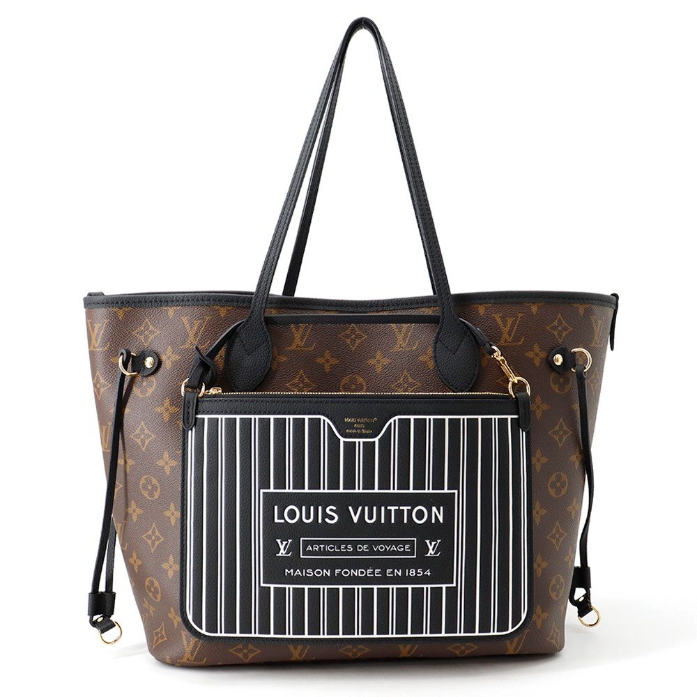 Louis Vuitton Tote Bag Monogram Gray Leather Neverfull Inside Out MM Reversible