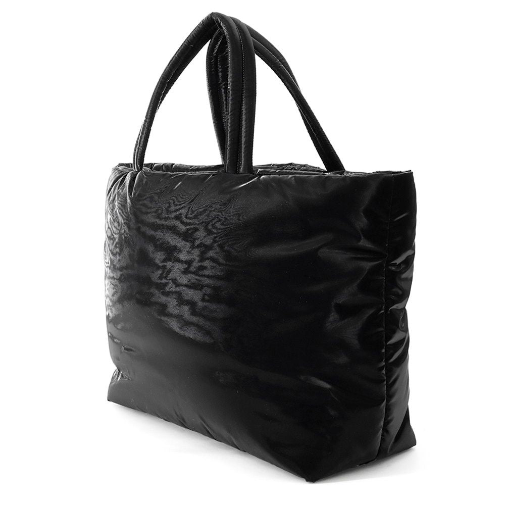 Saint Laurent Paris Tote Bag Wide Puffer Logo Nylon Black — view 2