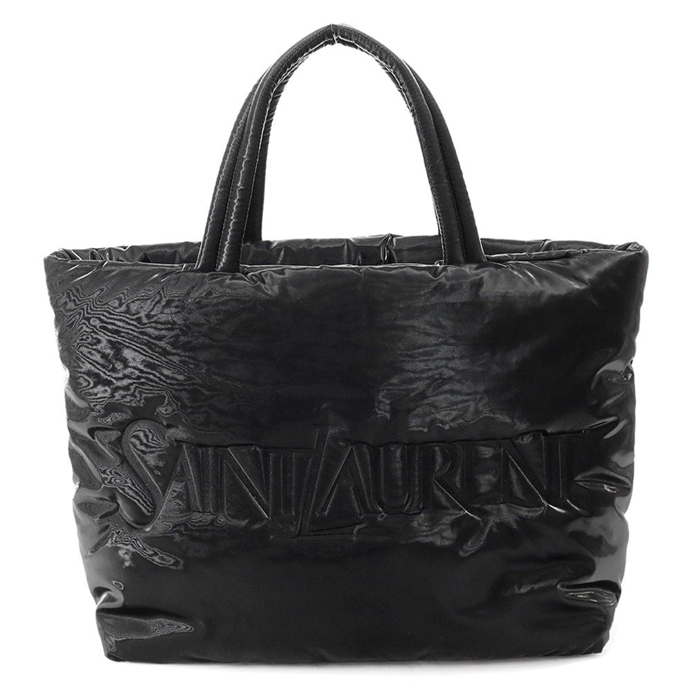 Saint Laurent Paris Tote Bag Wide Puffer Logo Nylon Black