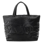Saint Laurent Paris Tote Bag Wide Puffer Logo Nylon Black