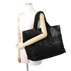Saint Laurent Paris Tote Bag Wide Puffer Logo Nylon Black — view 4