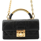 Dior Macro Cannage Ange Mini Calf Leather 2-Way Black Handbag
