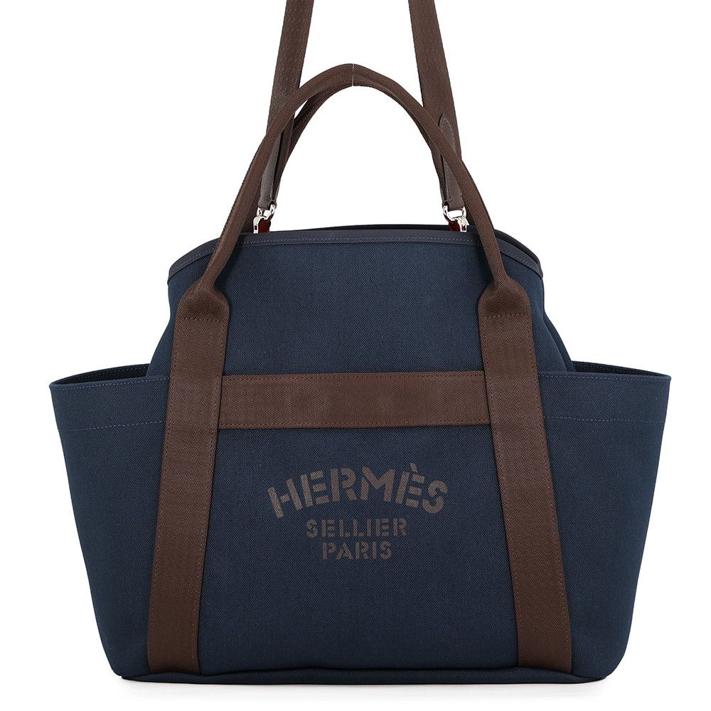 Hermes Sac de Pansage Groom Navy 2-Way Tote Bag