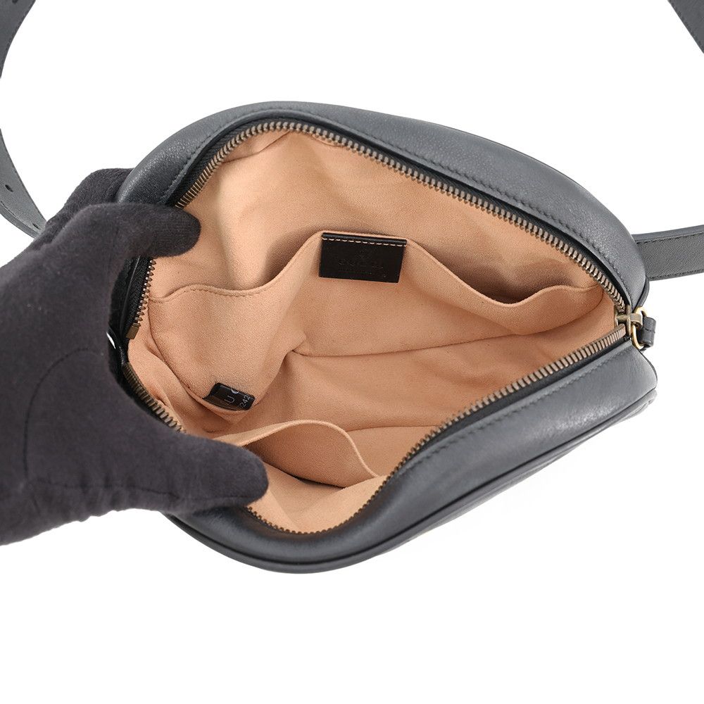 Gucci Belt Bag GG Marmont Leather Bag Waist Pouch Black — view 6