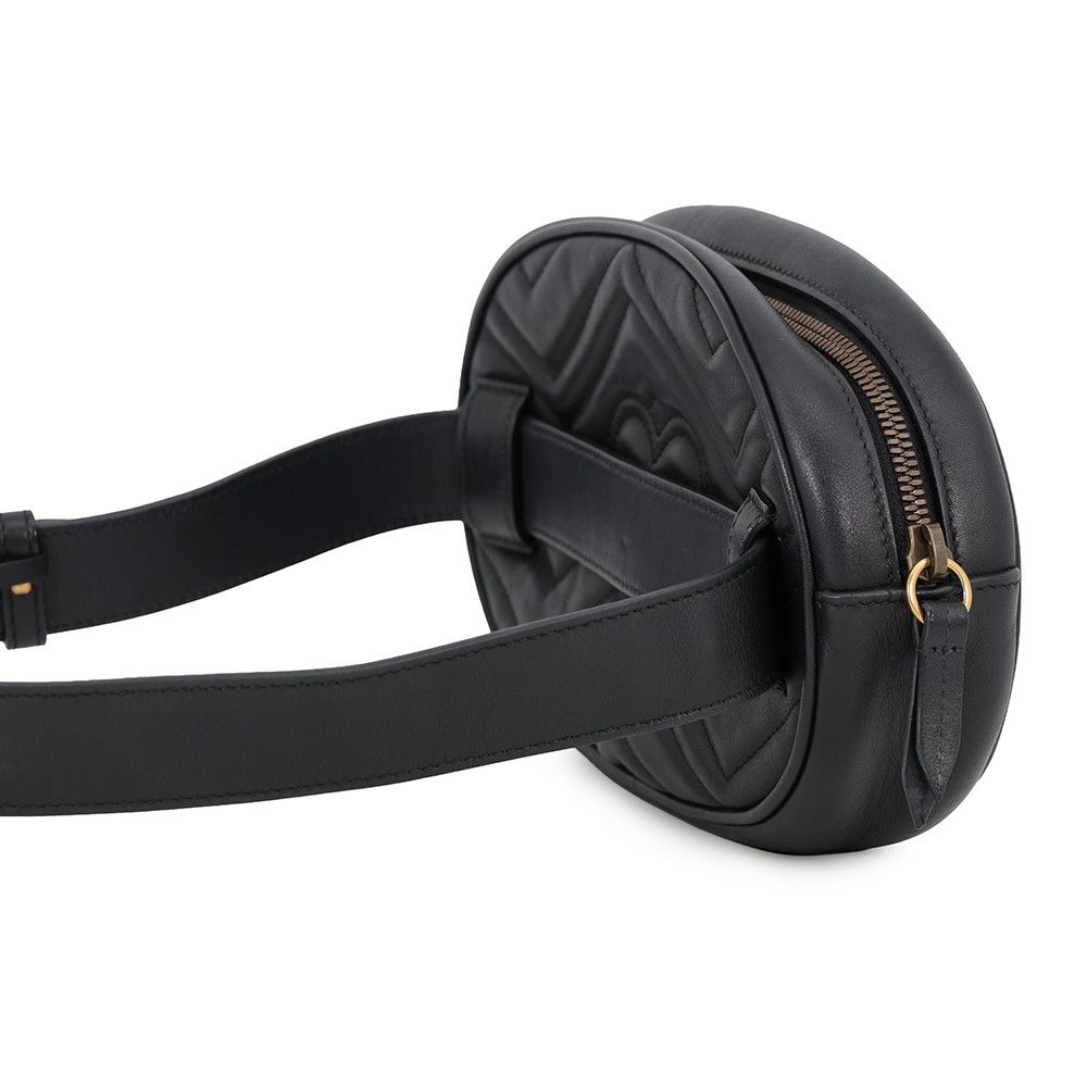 Gucci Belt Bag GG Marmont Leather Bag Waist Pouch Black — view 3