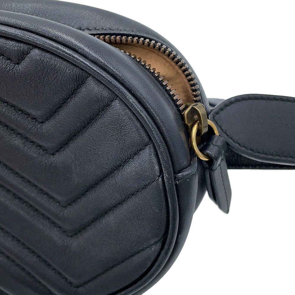 Gucci Belt Bag GG Marmont Leather Bag Waist Pouch Black — view 7