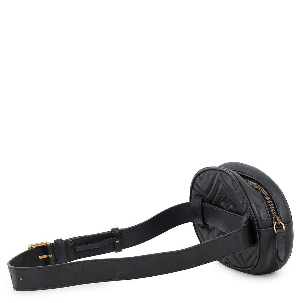 Gucci Belt Bag GG Marmont Leather Bag Waist Pouch Black — view 2