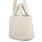 Prada Tote Bag Triangle Logo Shearling Small Cashmere Wool 2-Way White — view 2