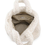 Prada Tote Bag Triangle Logo Shearling Small Cashmere Wool 2-Way White — view 6