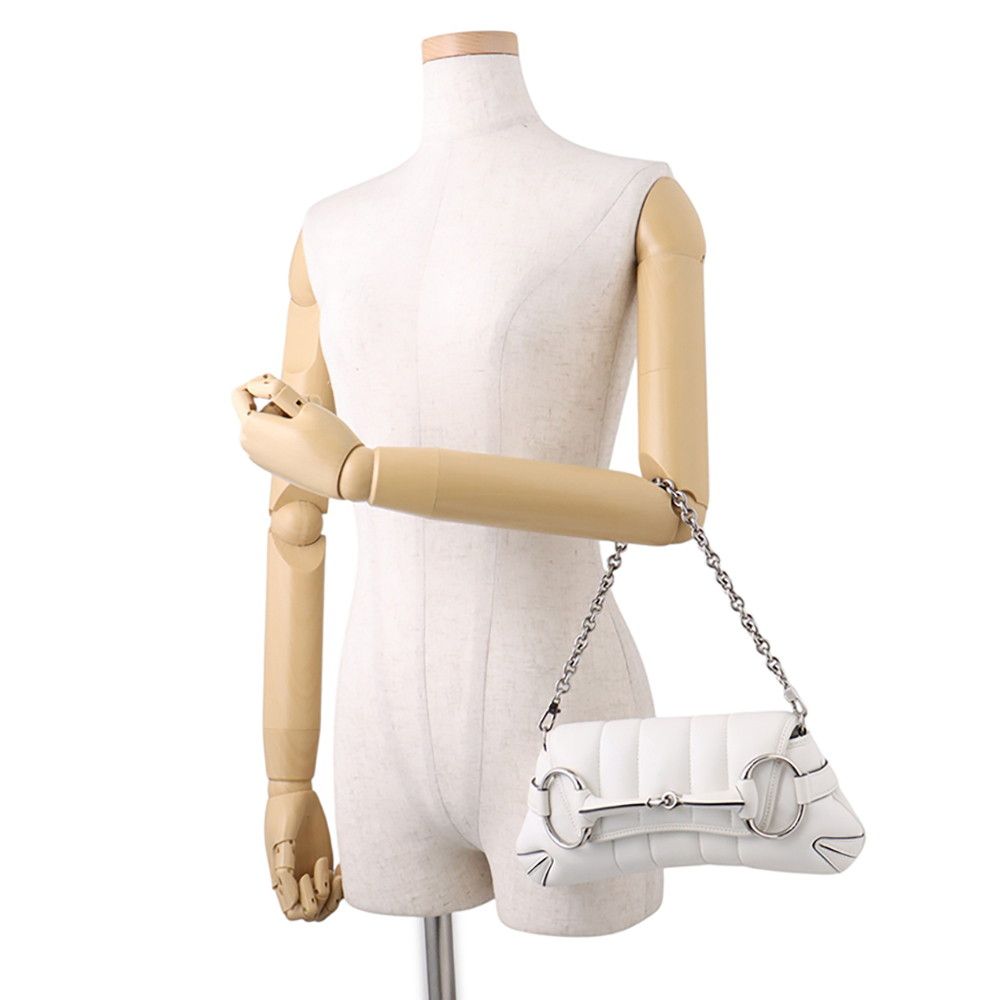 Gucci Horsebit Chain Small Leather White Handbag — view 4