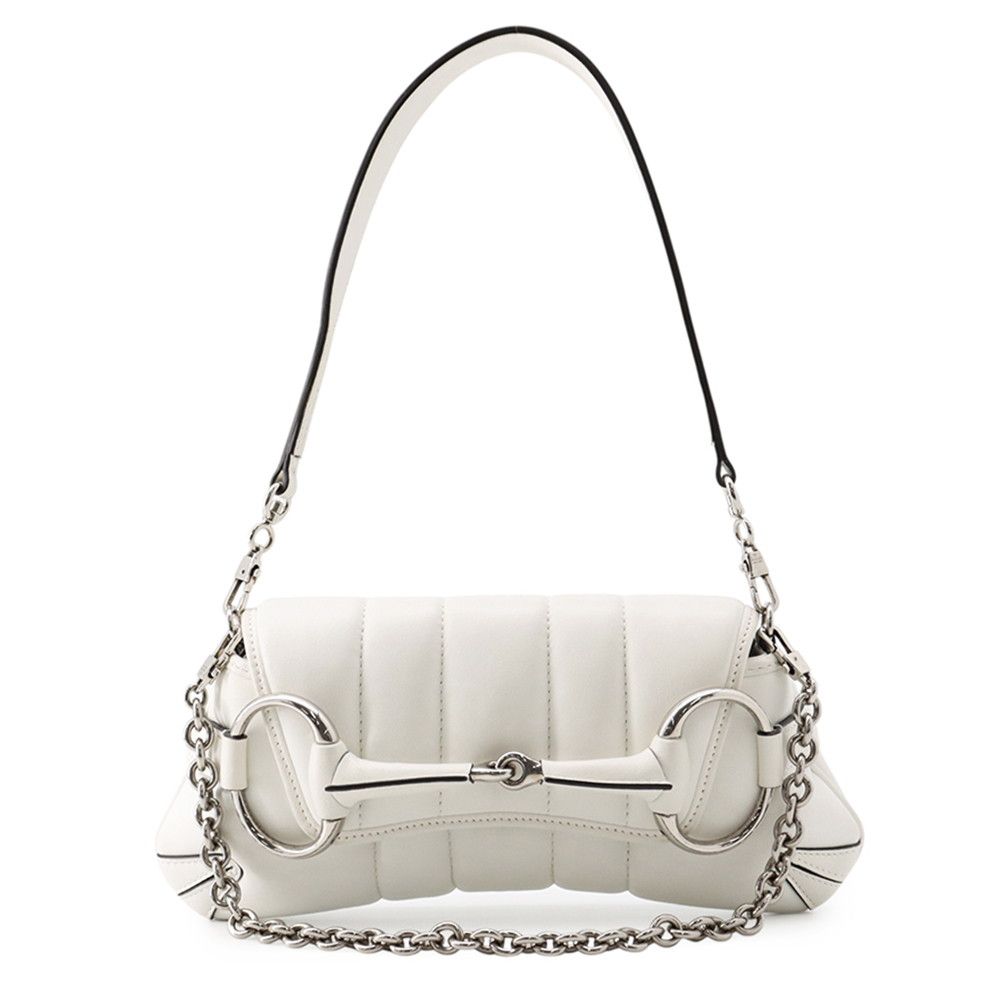 Gucci Horsebit Chain Small Leather White Handbag