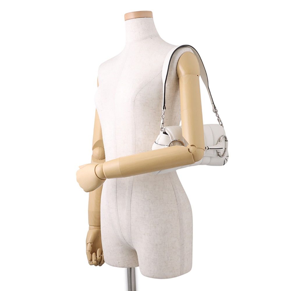 Gucci Horsebit Chain Small Leather White Handbag — view 5