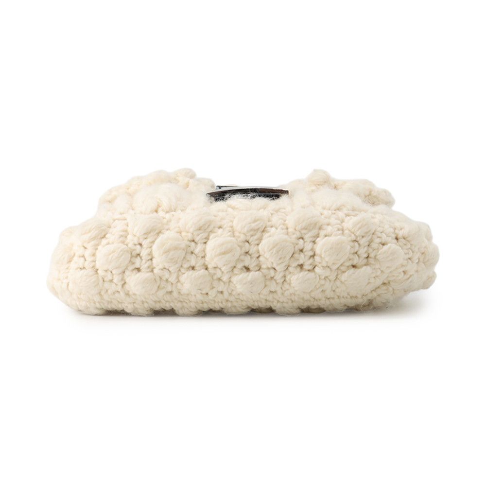 Fendi Mamma Bucket Bag Wool Leather White Black — view 3
