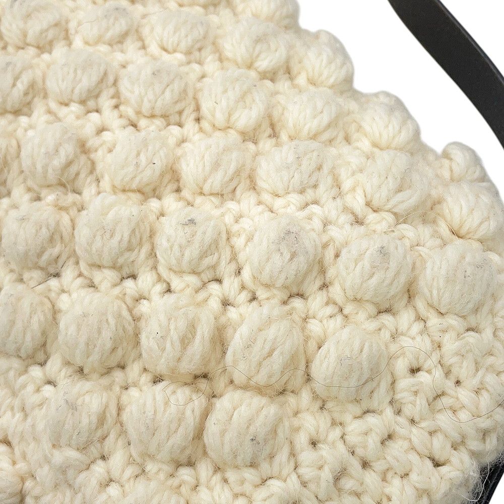 Fendi Mamma Bucket Bag Wool Leather White Black — view 8