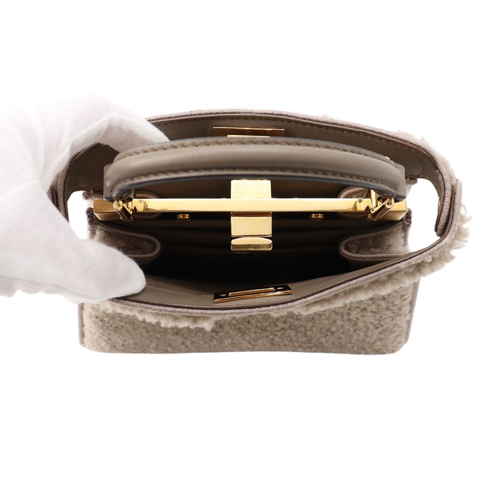 Fendi Peekaboo ISeeU Petit Shearling Leather Handbag — view 5