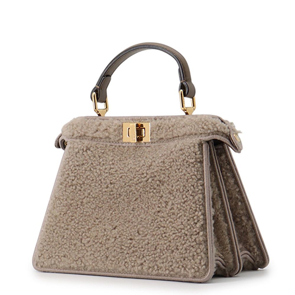 Fendi Peekaboo ISeeU Petit Shearling Leather Handbag — view 2