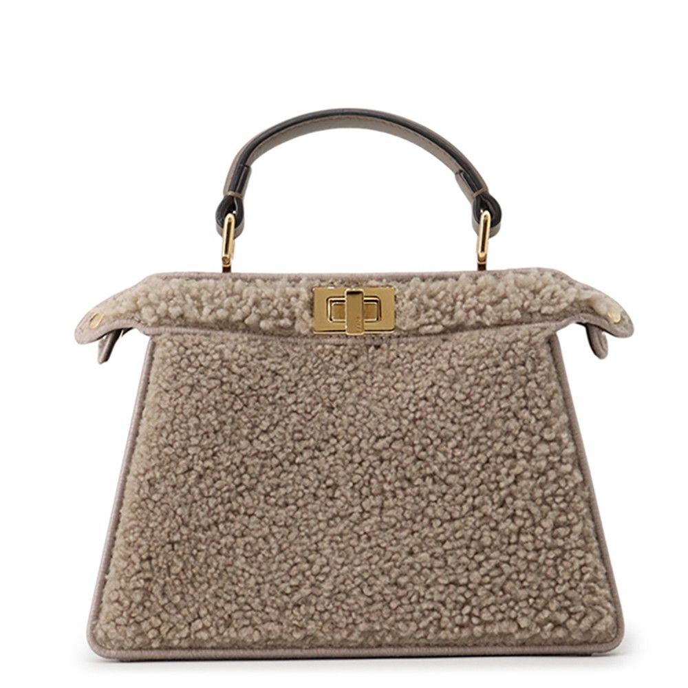 Fendi Peekaboo ISeeU Petit Shearling Leather Handbag
