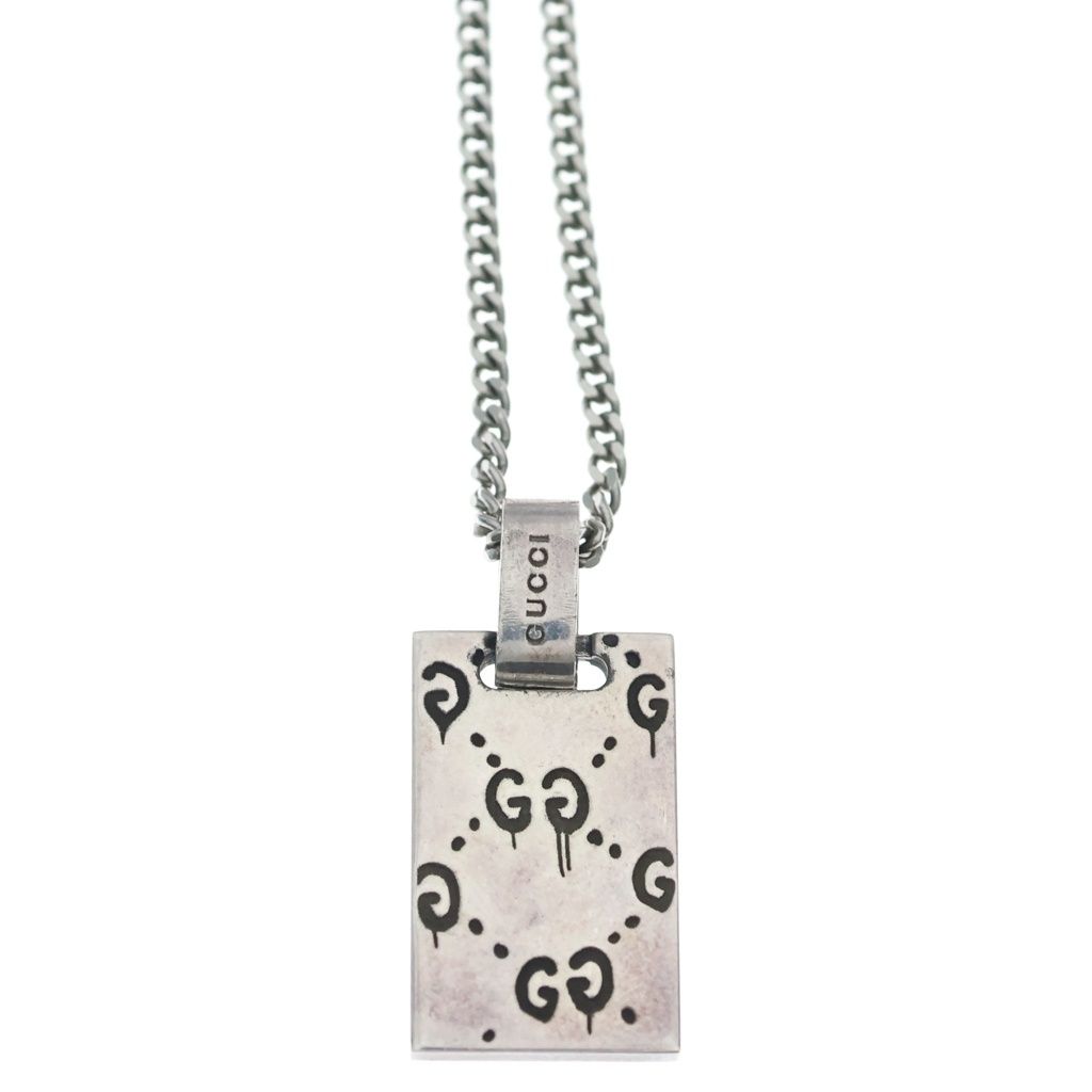 Gucci Ghost Skull Motif Top Chain Necklace Silver — view 3