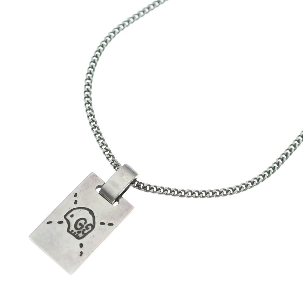 Gucci Ghost Skull Motif Top Chain Necklace Silver
