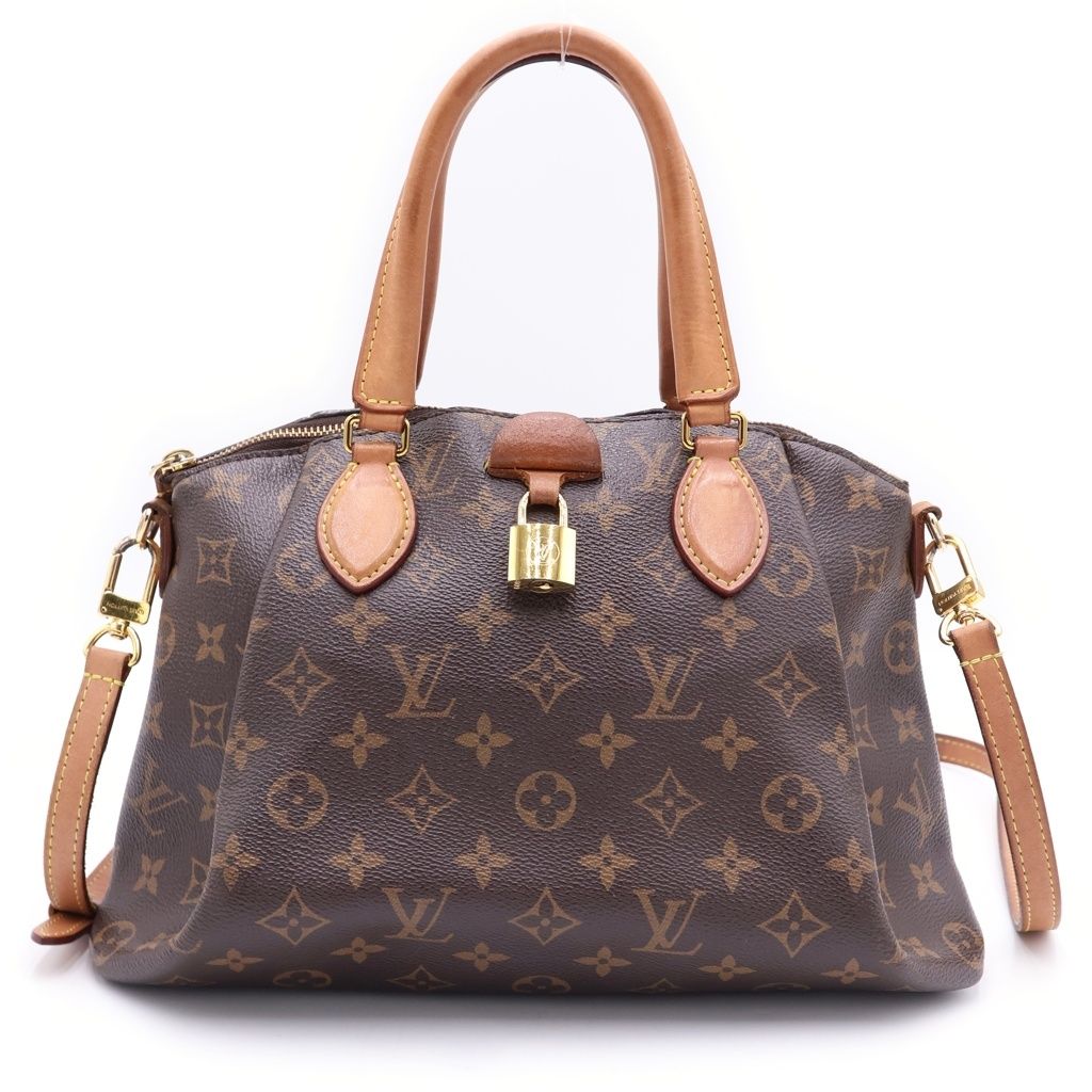Louis Vuitton Monogram Rivoli MM 2-Way Shoulder Bag Brown Leather Gold
