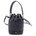 Fendi Montresor Mini Shoulder Bag Drawstring Black Leather Gold